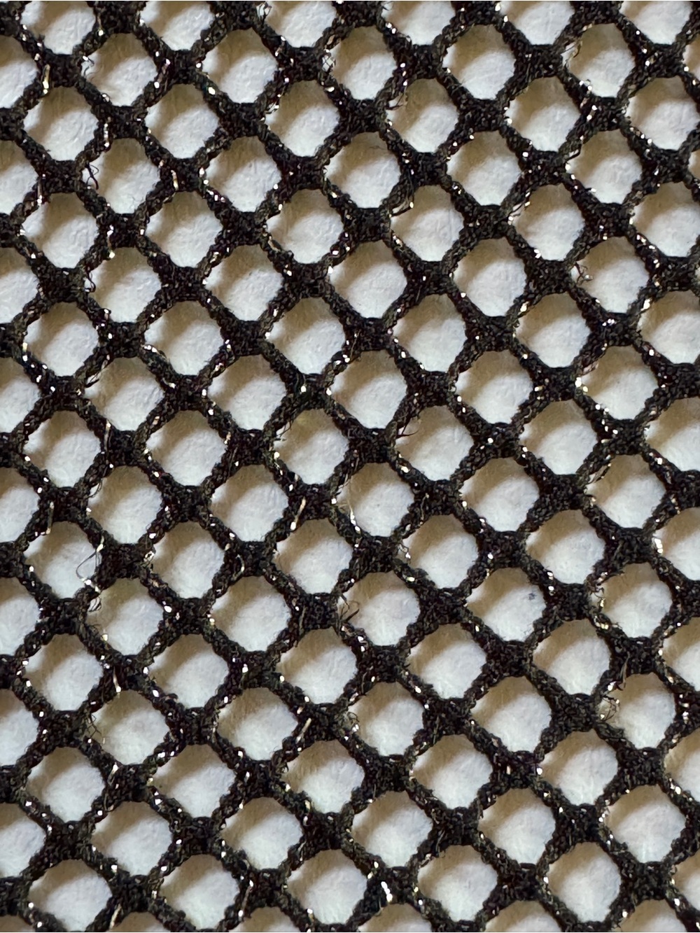 FISHNET STRETCH FABRIC BLACK & SILVER *Sold by-the-yard* (36” x 63” wide) - Picture 4 of 10